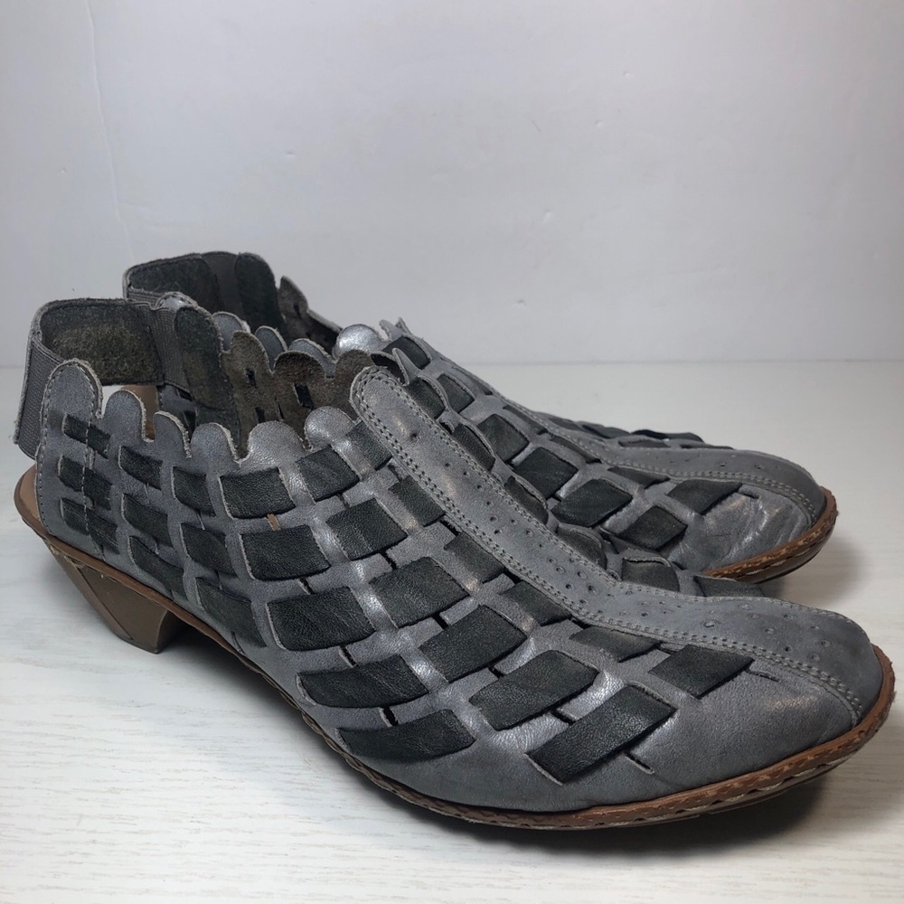 Rieker Antistress SINA Lightweight Leather Slingback Low Heel Shoe Women Sz 8.5